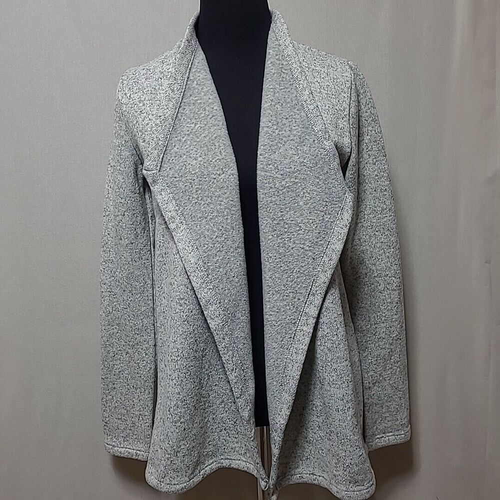JACK Open Front Cardigan Size Medium Tight Knit Fleece Lined Grey